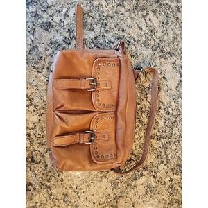 Ashwood Leather Brown Crossbody Bag with Studded Details